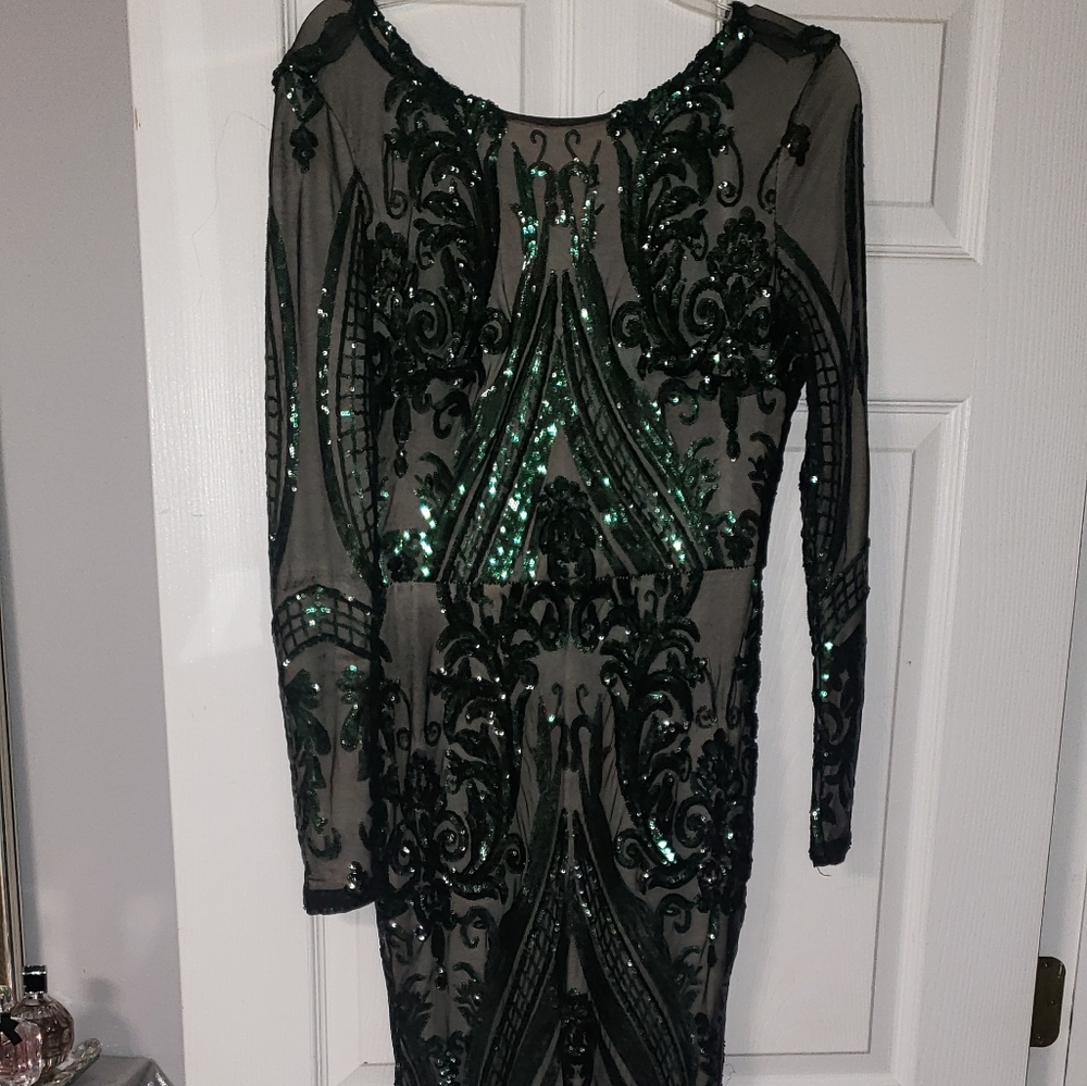 Hunter Green Sequins Gown